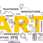 Vector creative illustration of business startup word lettering